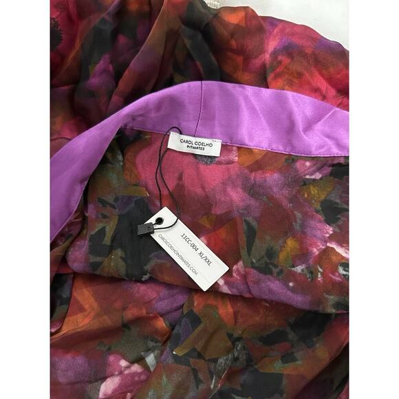 NWT Carol Coelho The Poppy Silk Satin Charmeuse Short Kimono Size XL - Picture 8 of 10